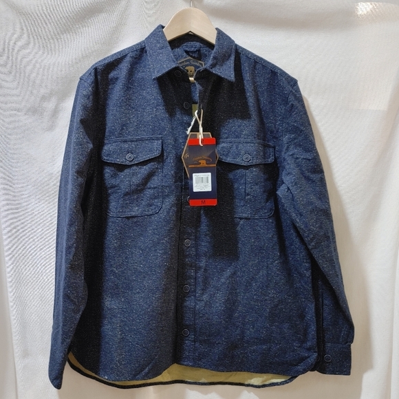 Freedom Foundry Flannel Button Front Shirt Heathered Navy Blue Brushed Cotton M - Picture 2 of 9